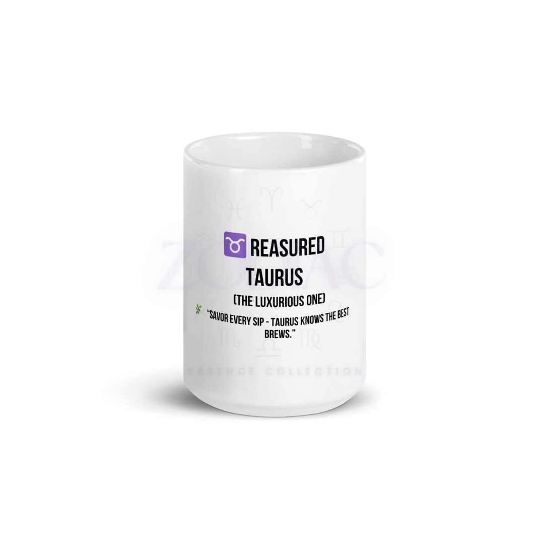 Zodiac Essence White Mug – ♉reasured Taurus (The Luxurious One) | 11 oz, 15 oz & 20 oz