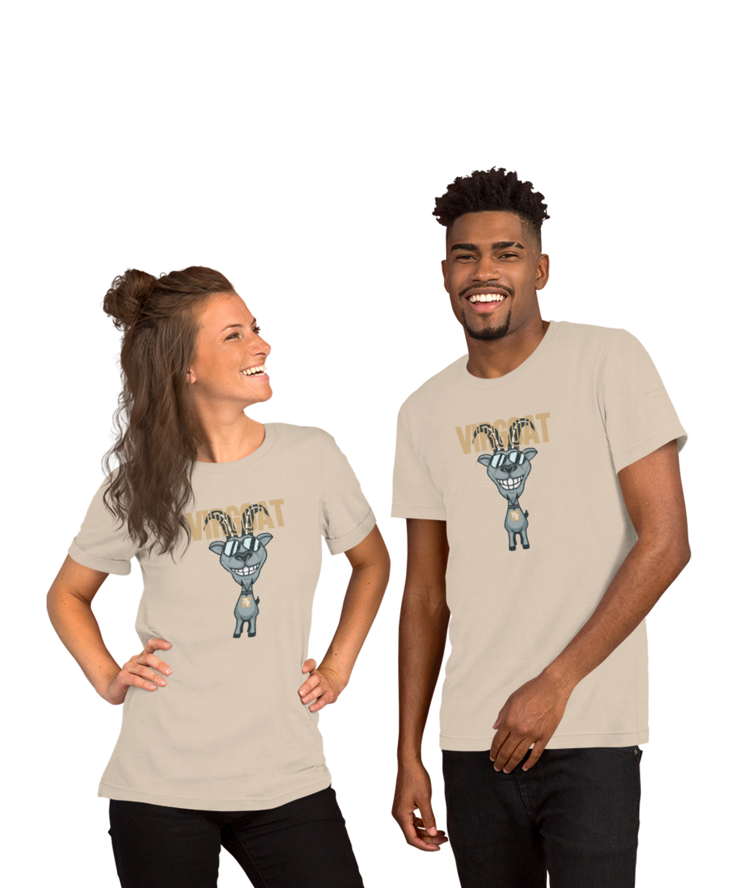 ♍ Virgoat Zodiac Twist Tee – Sandy Beige Lettering Edition