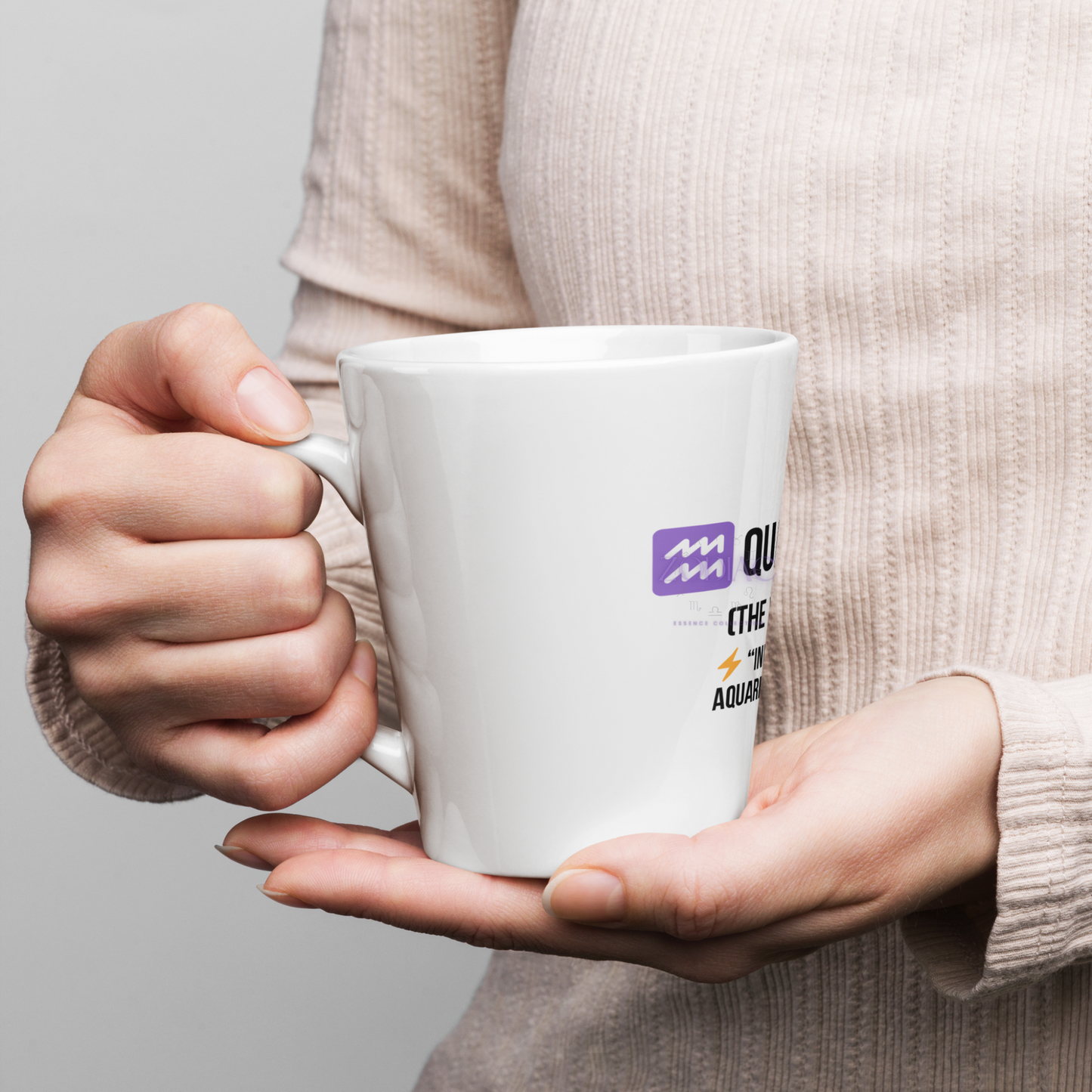 ♒quarius Quirk Latte Mug – 12oz Ceramic | Cosmic Genius Coffee Cup