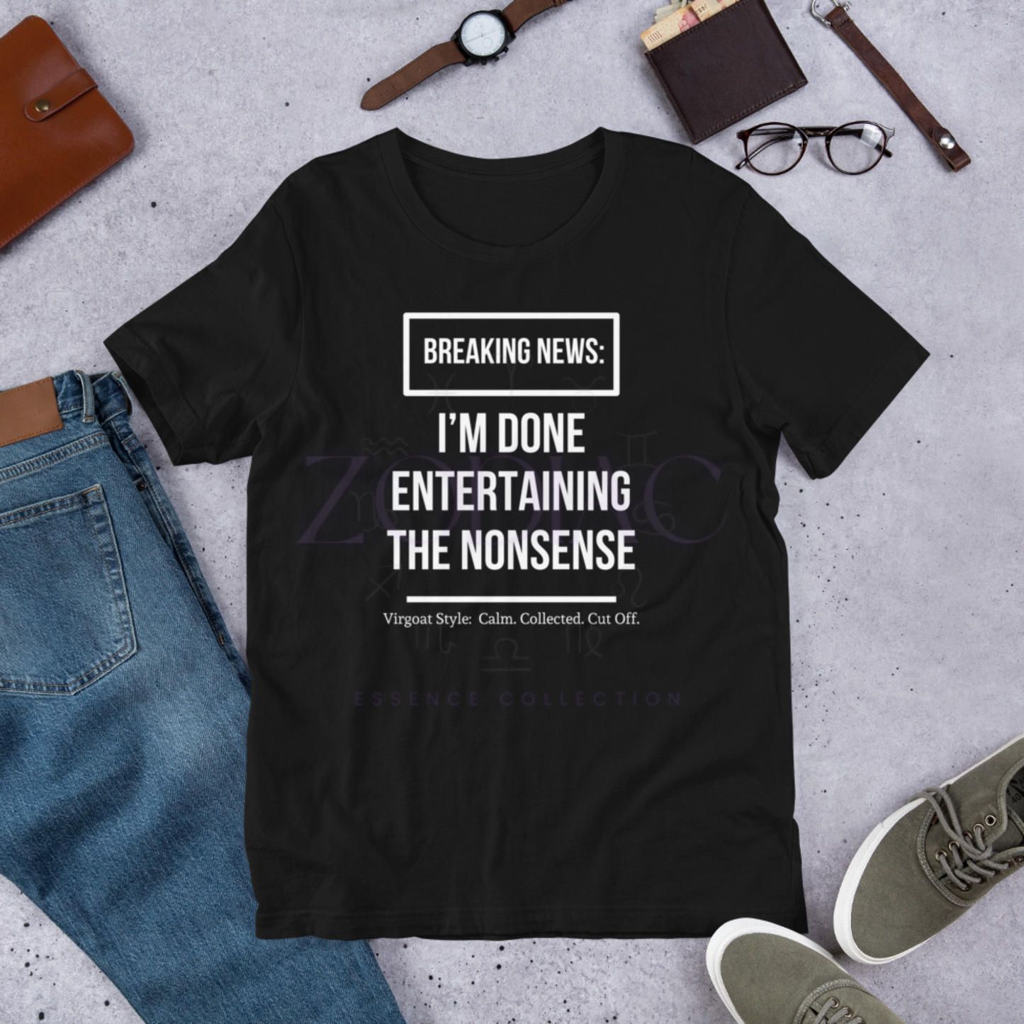 BREAKING NEWS Tee – Black with White Letters | S–4XL | ♍️🐐Virgoat Statement Series