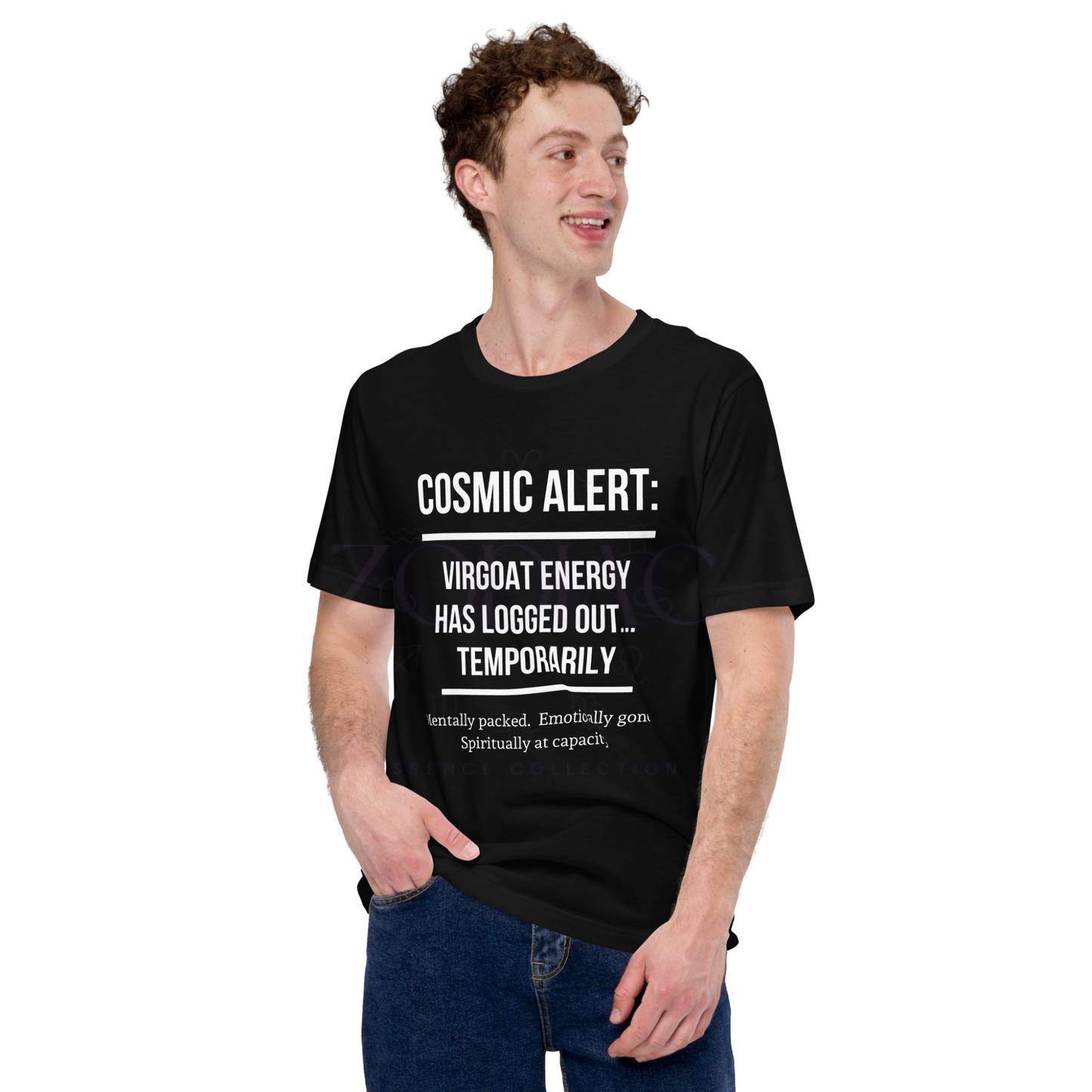 COSMIC ALERT Tee – Black with White Letters | S–4XL | ♍️🐐Virgoat Energy Drop