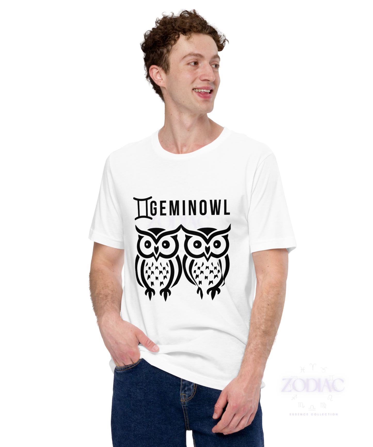 ♊ Geminowl Zodiac Twist Tee – Black Lettering Edition