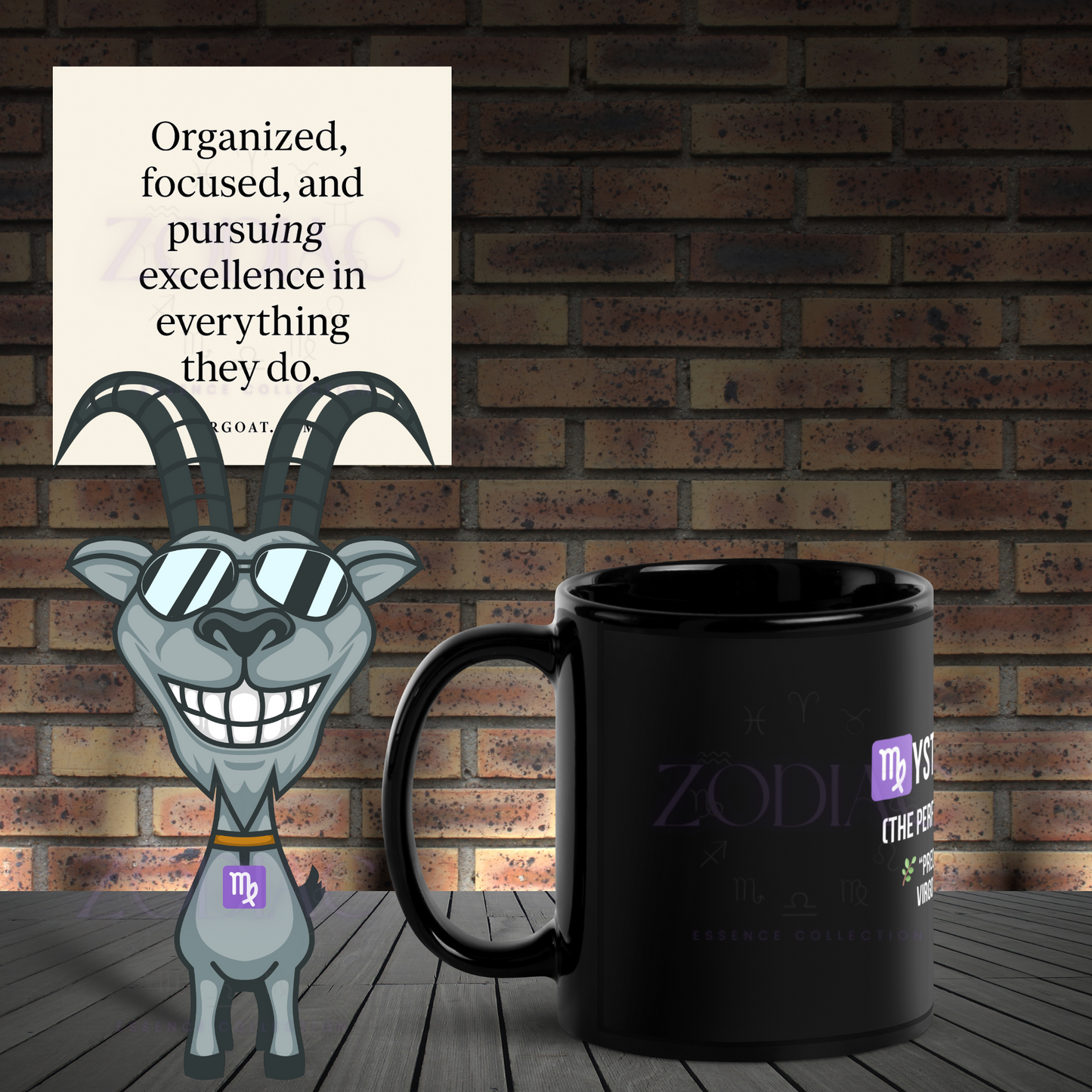 Zodiac Essence Glossy Black Mug – ♍ystical Virgo (The Perfectionist Planner) | 11 oz & 15 oz