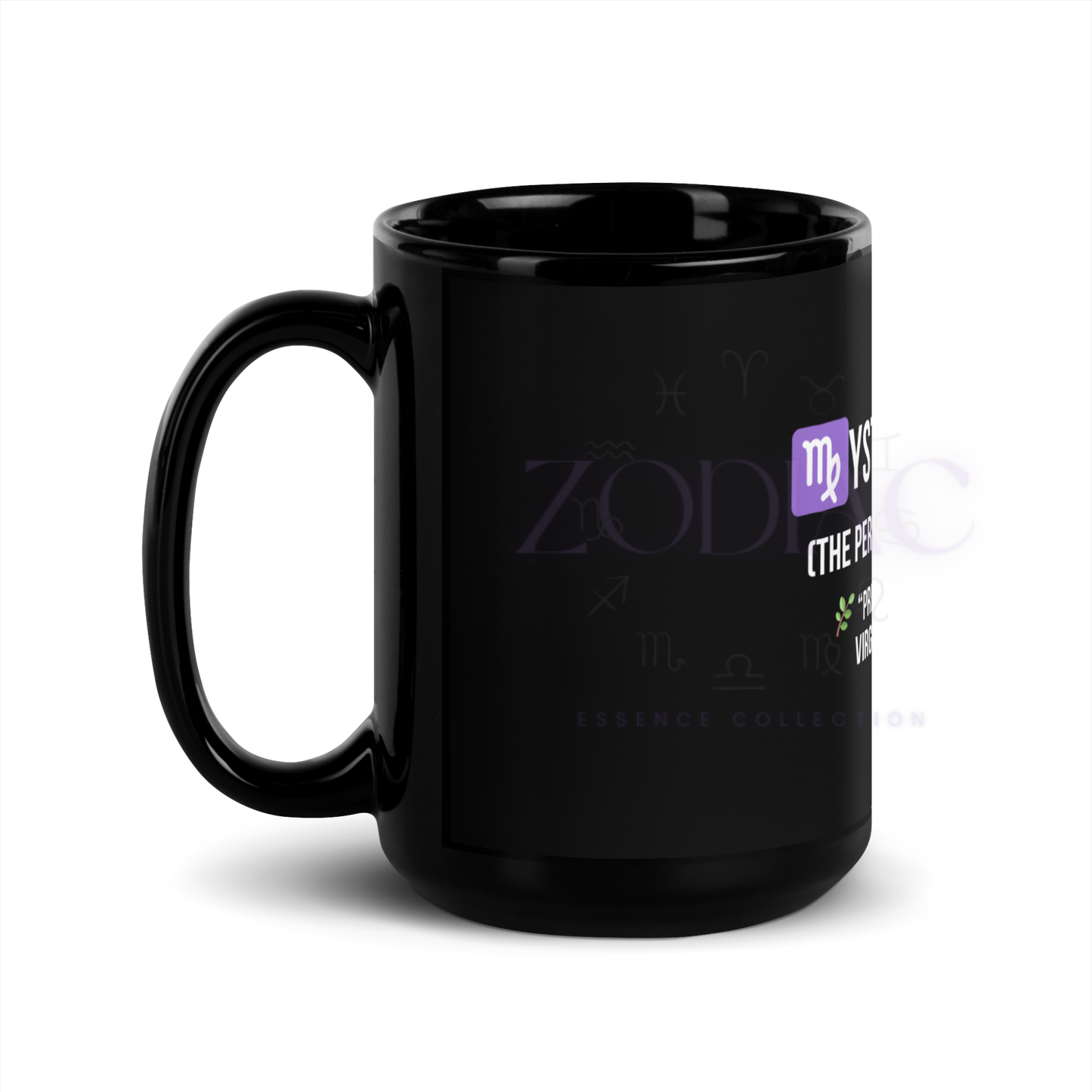 Zodiac Essence Glossy Black Mug – ♍ystical Virgo (The Perfectionist Planner) | 11 oz & 15 oz