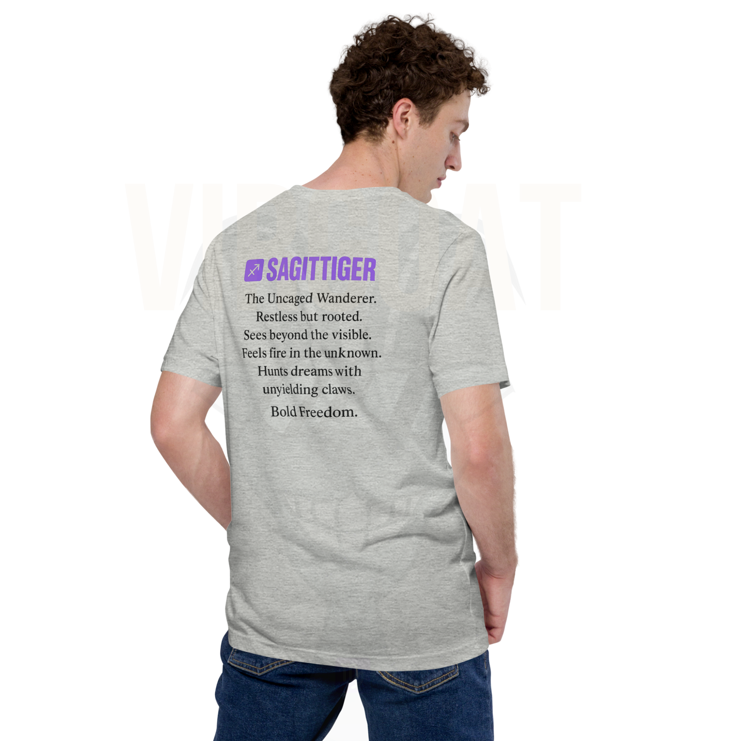 SAGITTIGER Essence Tee – Front + Back Zodiac Quote ♐ #9B5DE5