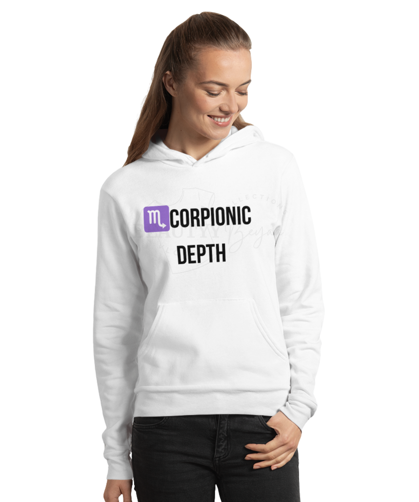 Twisted Zodiac Essence Unisex Hoodie – Scorpio Edition (White)