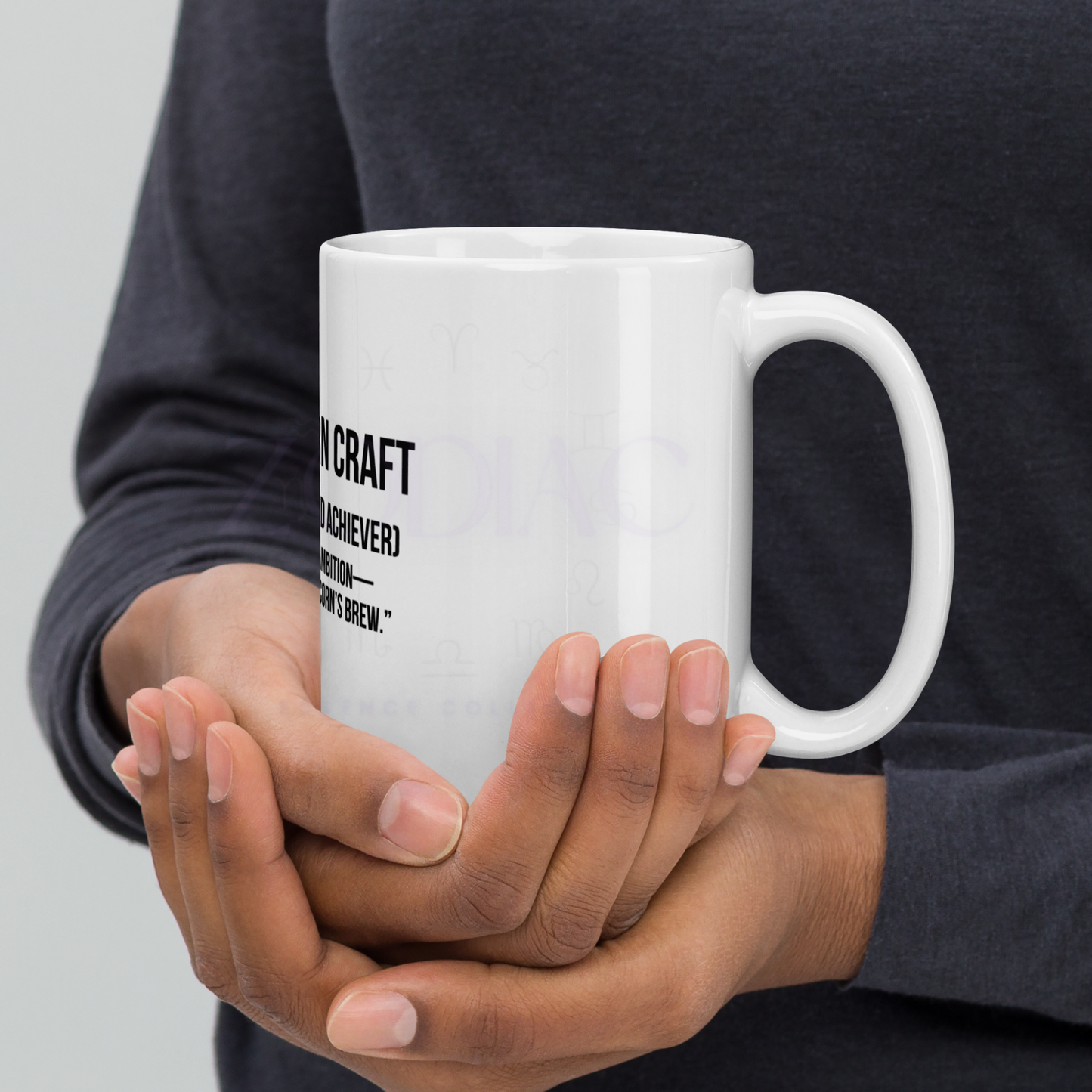 Zodiac Essence White Mug – ♑apricorn Craft (The Determined Achiever) | 11 oz, 15 oz & 20 oz