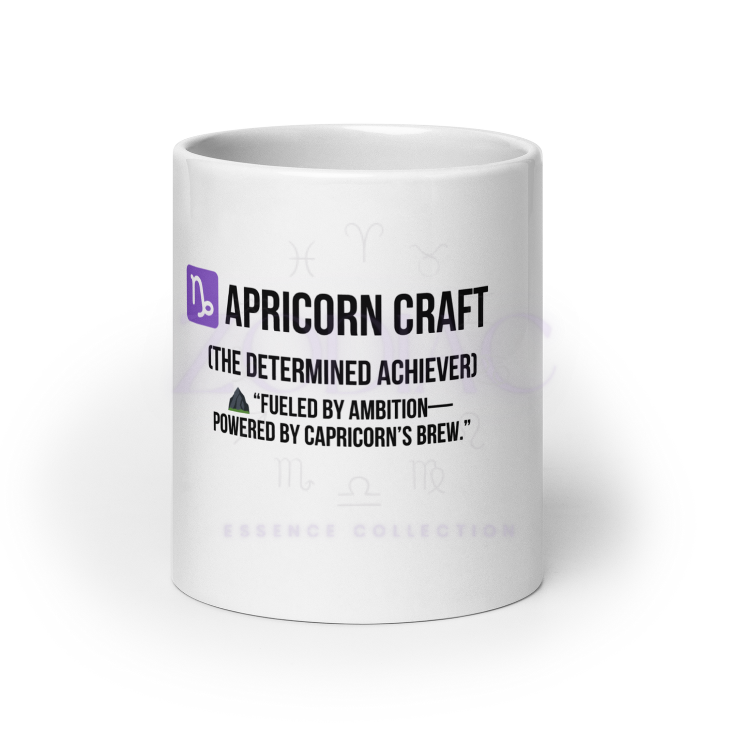 Zodiac Essence White Mug – ♑apricorn Craft (The Determined Achiever) | 11 oz, 15 oz & 20 oz