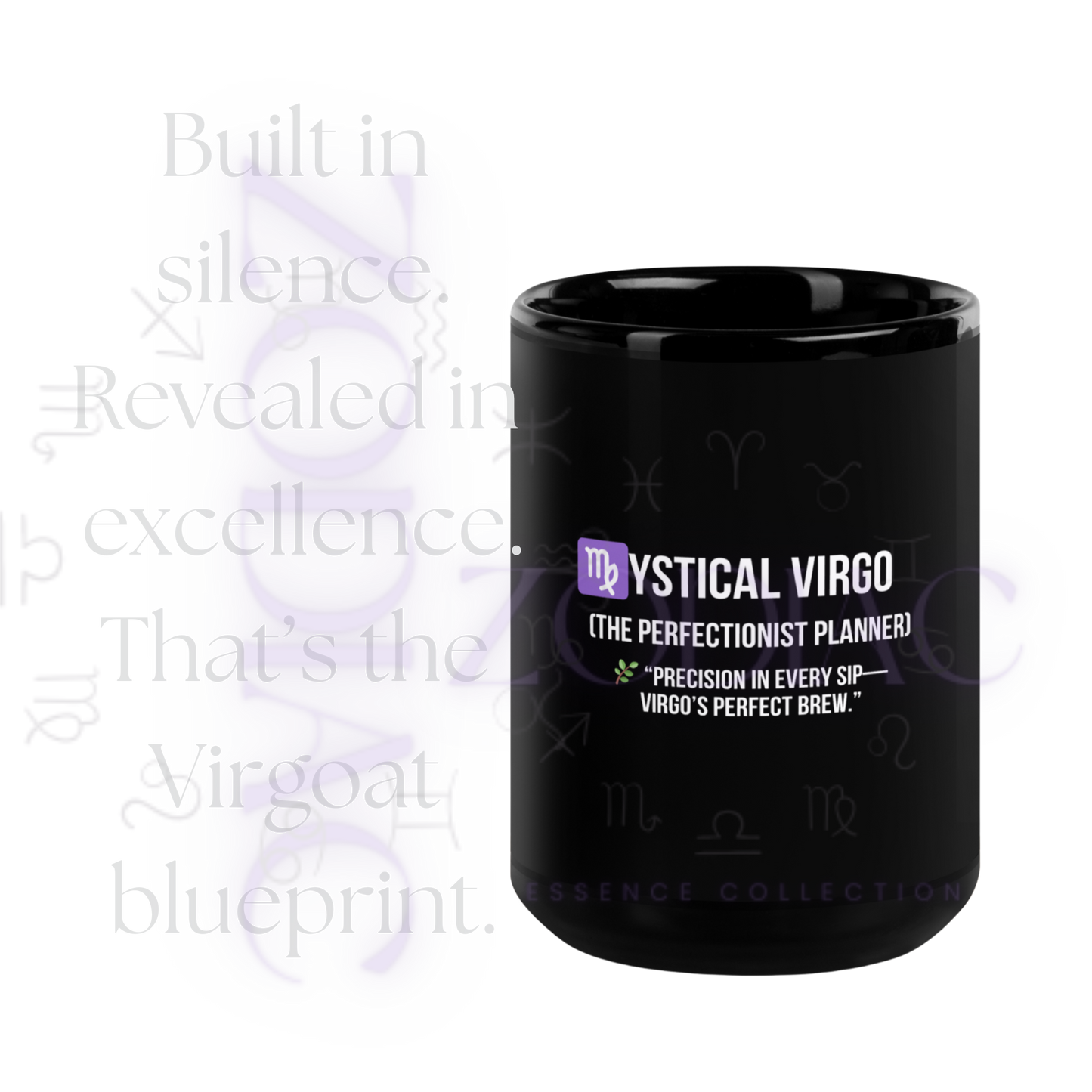 Zodiac Essence Glossy Black Mug – ♍ystical Virgo (The Perfectionist Planner) | 11 oz & 15 oz