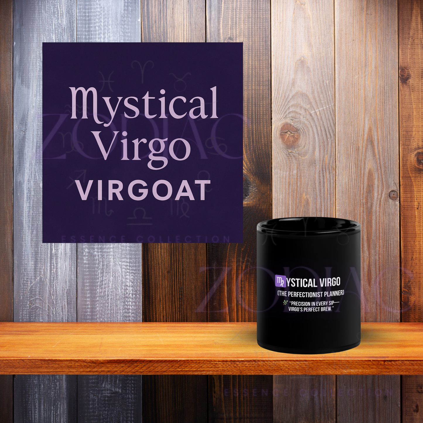 Zodiac Essence Glossy Black Mug – ♍ystical Virgo (The Perfectionist Planner) | 11 oz & 15 oz