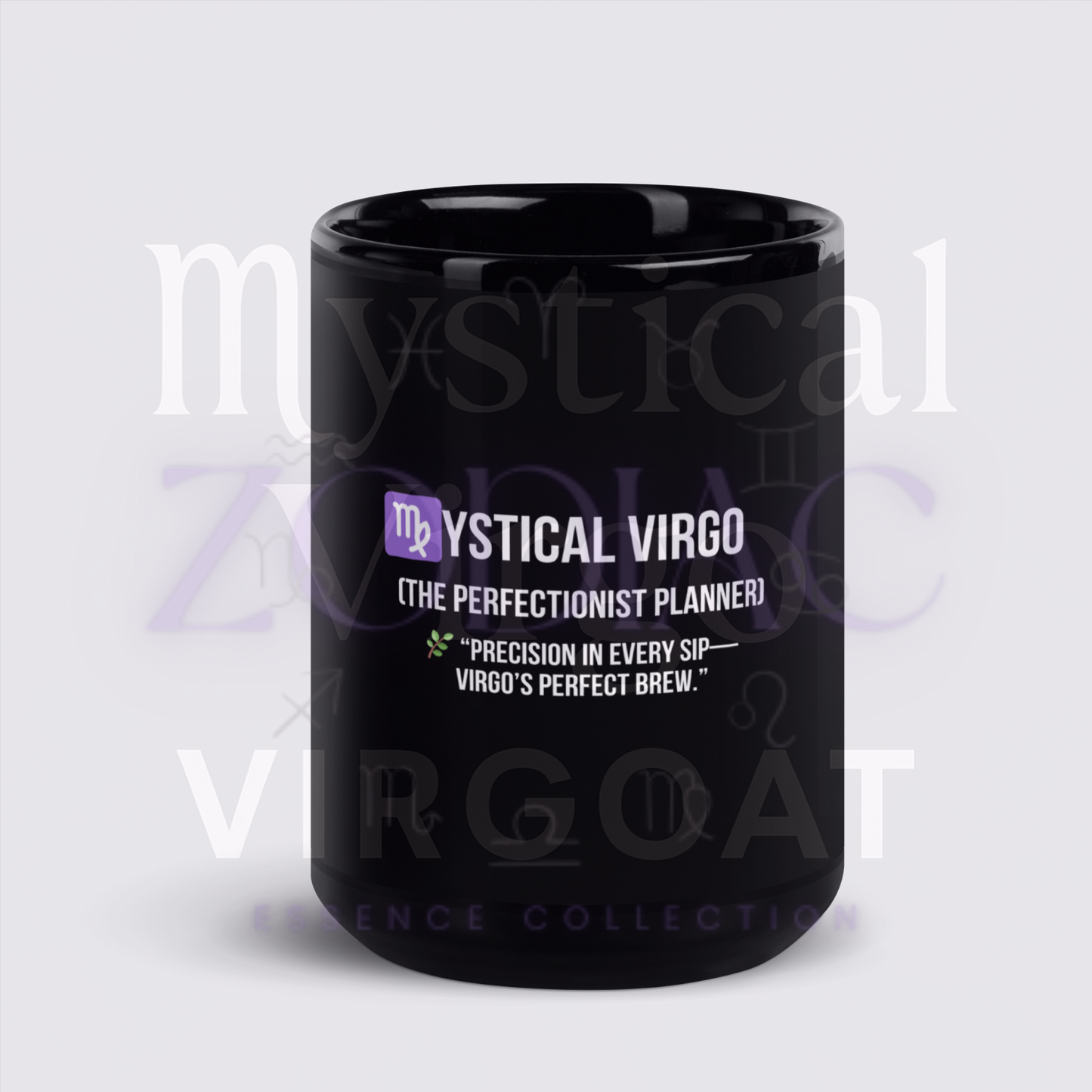 Zodiac Essence Glossy Black Mug – ♍ystical Virgo (The Perfectionist Planner) | 11 oz & 15 oz