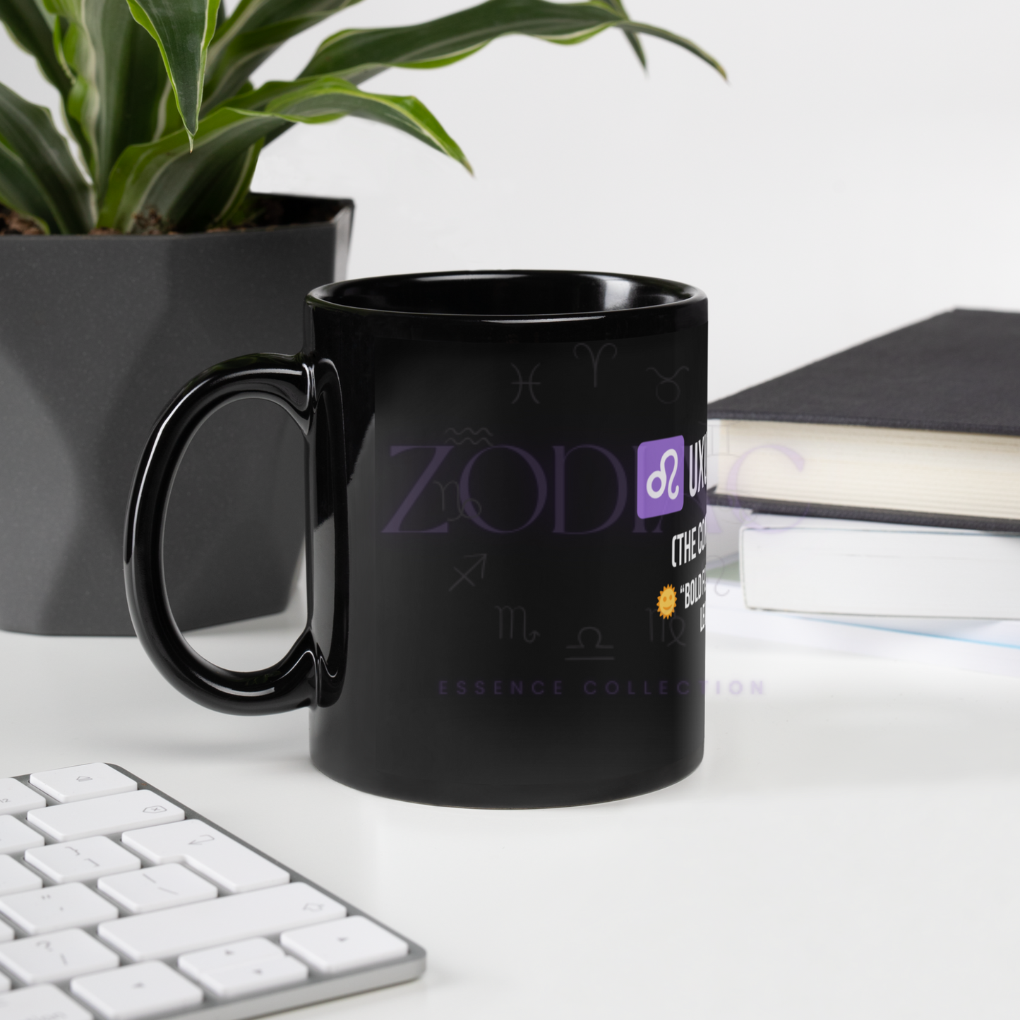 Zodiac Essence Glossy Black Mug – ♌uxurious Leo (The Confident Leader) | 11 oz & 15 oz