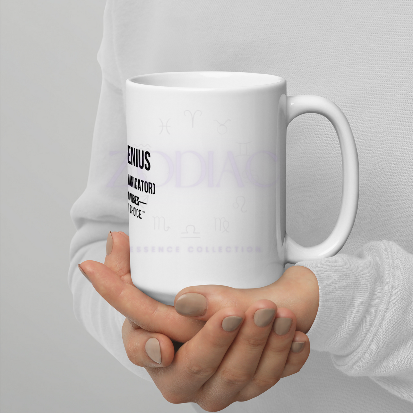 Zodiac Essence White Mug – ♊emini Genius (The Witty Communicator) | 11 oz, 15 oz & 20 oz