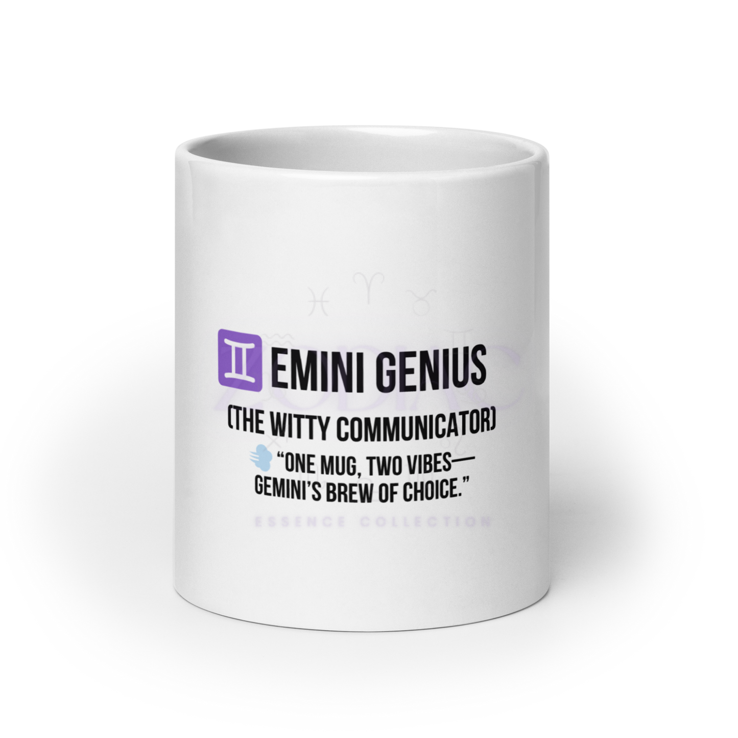 Zodiac Essence White Mug – ♊emini Genius (The Witty Communicator) | 11 oz, 15 oz & 20 oz