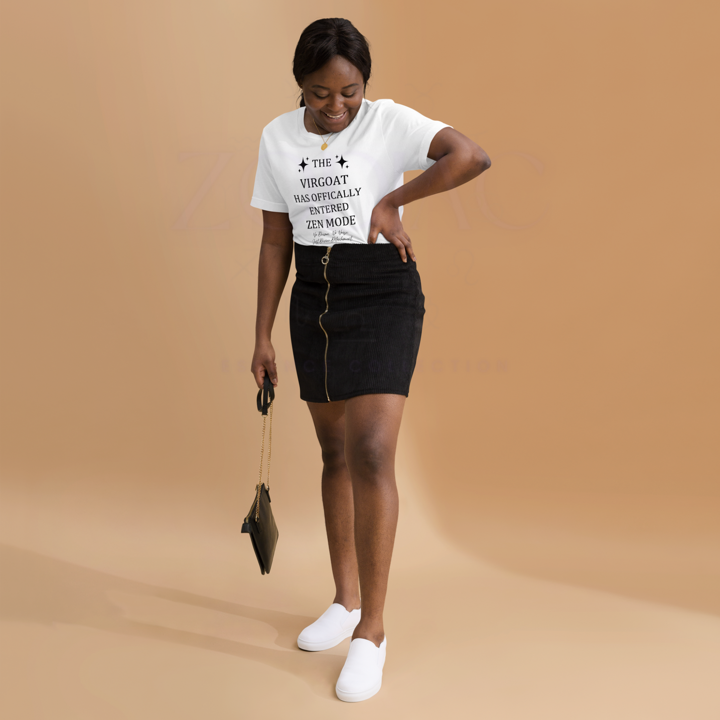 ZEN MODE Tee – White with Black Letters | S–4XL | ♍️🐐Virgoat Peace Statement
