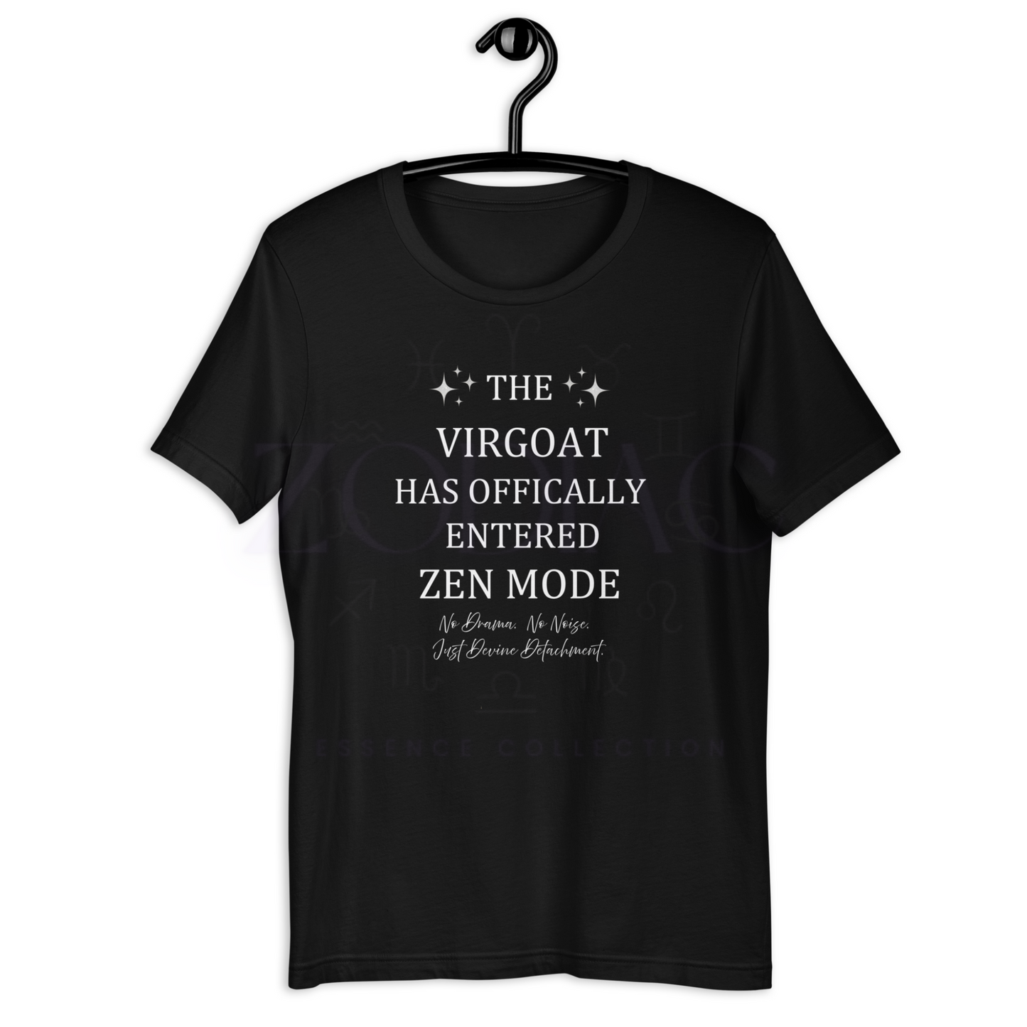 ZEN MODE Tee – Black with White Letters | S–4XL | ♍️🐐Virgoat Statement Series