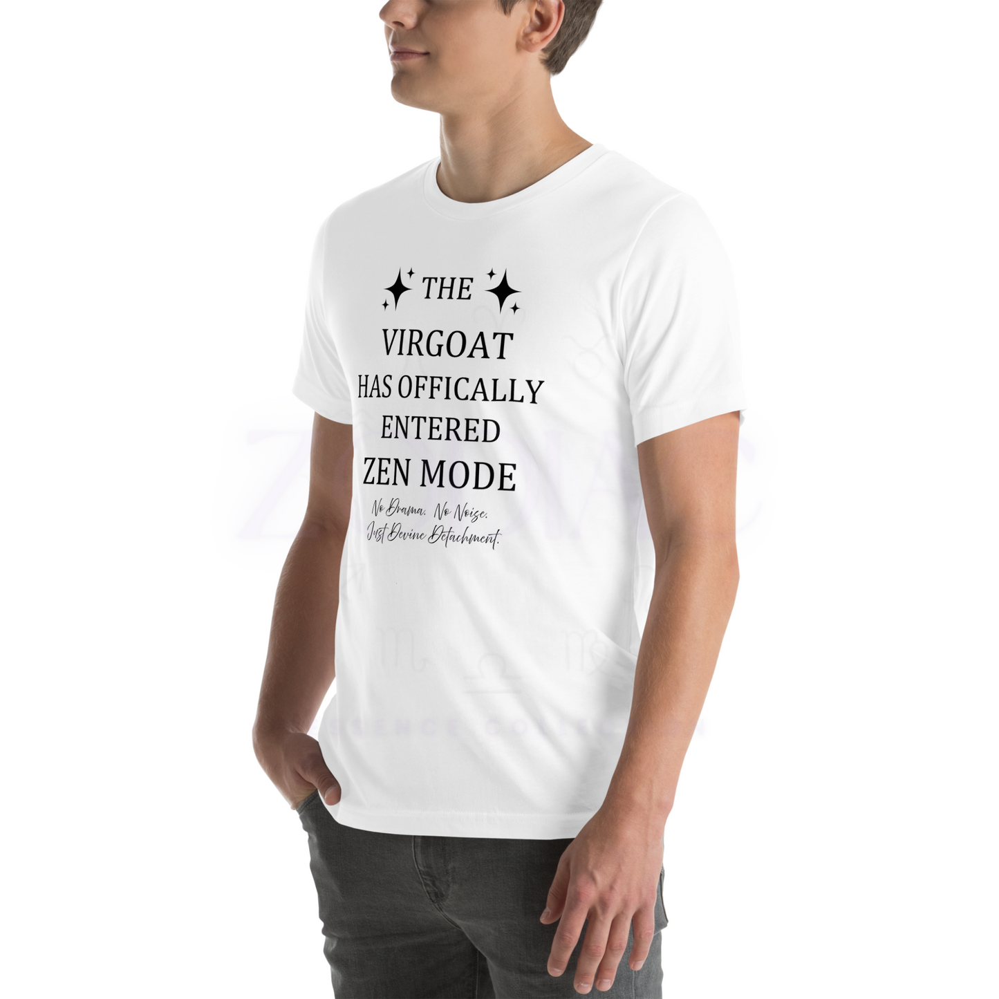 ZEN MODE Tee – White with Black Letters | S–4XL | ♍️🐐Virgoat Peace Statement