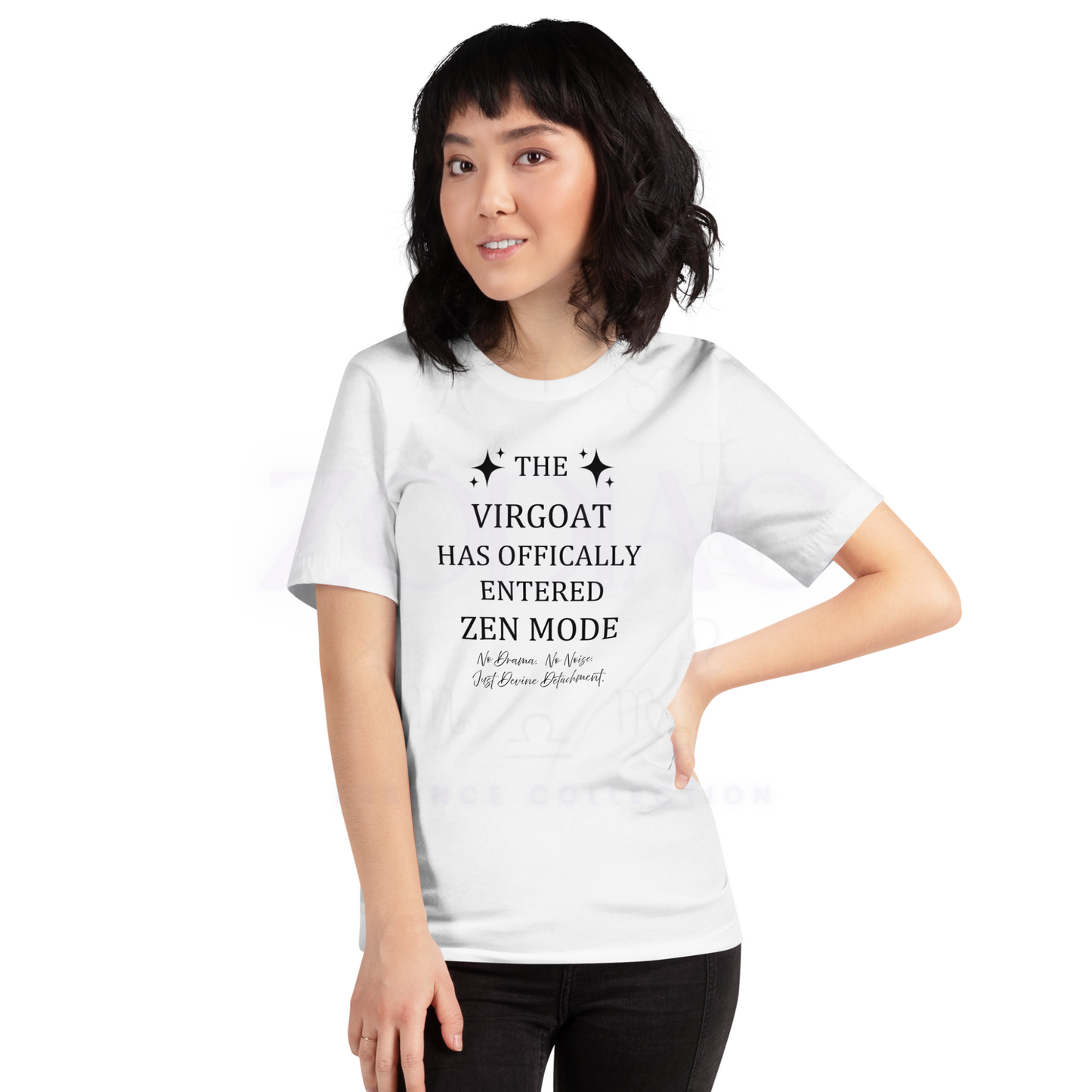 ZEN MODE Tee – White with Black Letters | S–4XL | ♍️🐐Virgoat Peace Statement