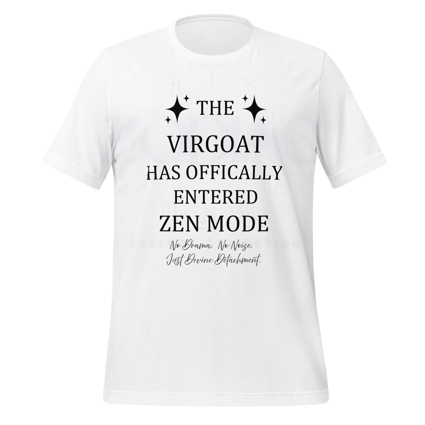 ZEN MODE Tee – White with Black Letters | S–4XL | ♍️🐐Virgoat Peace Statement