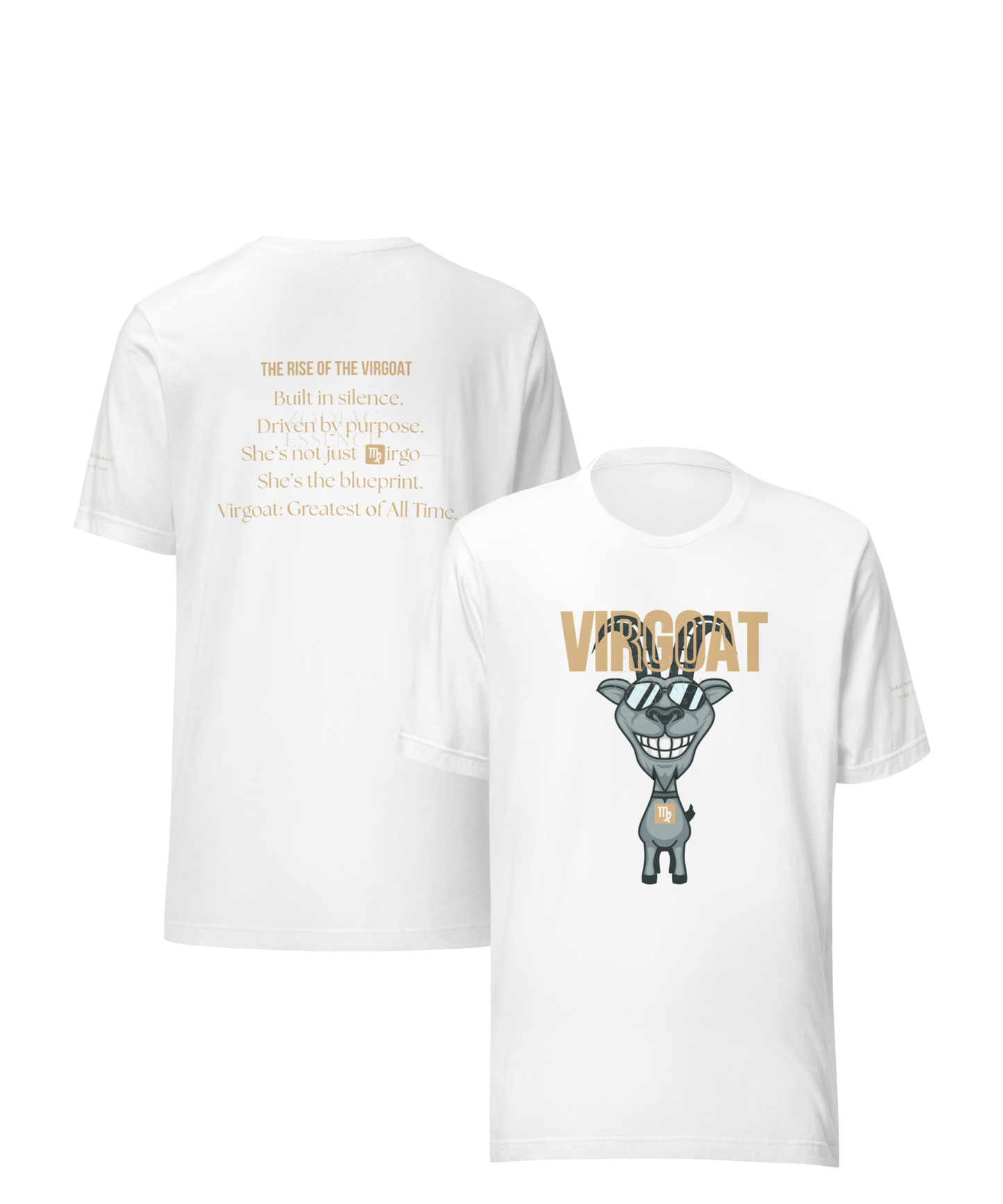 ♍ Virgoat Zodiac Twist Tee – Sandy Beige Lettering Edition