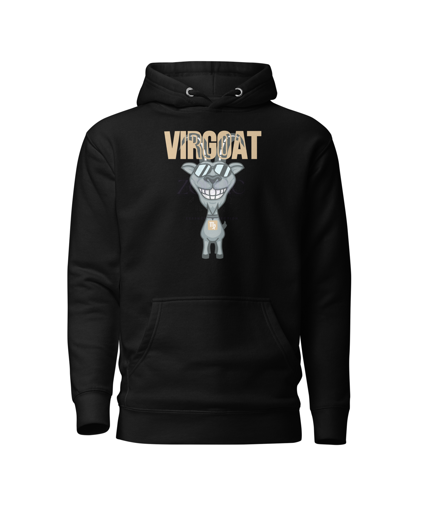 ♍ Virgoat Zodiac Twist Hoodie – Sandy Beige Lettering Edition