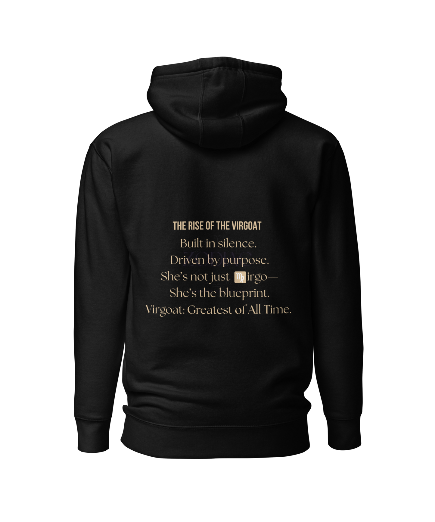 ♍ Virgoat Zodiac Twist Hoodie – Sandy Beige Lettering Edition