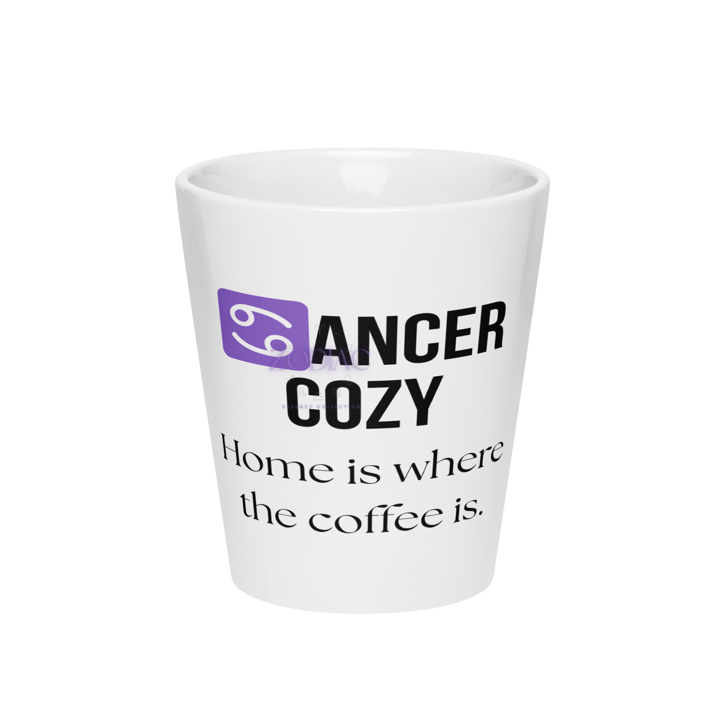 ♋ancer Cozy Latte Mug – 12oz Ceramic | Comfort Zodiac Gift Idea