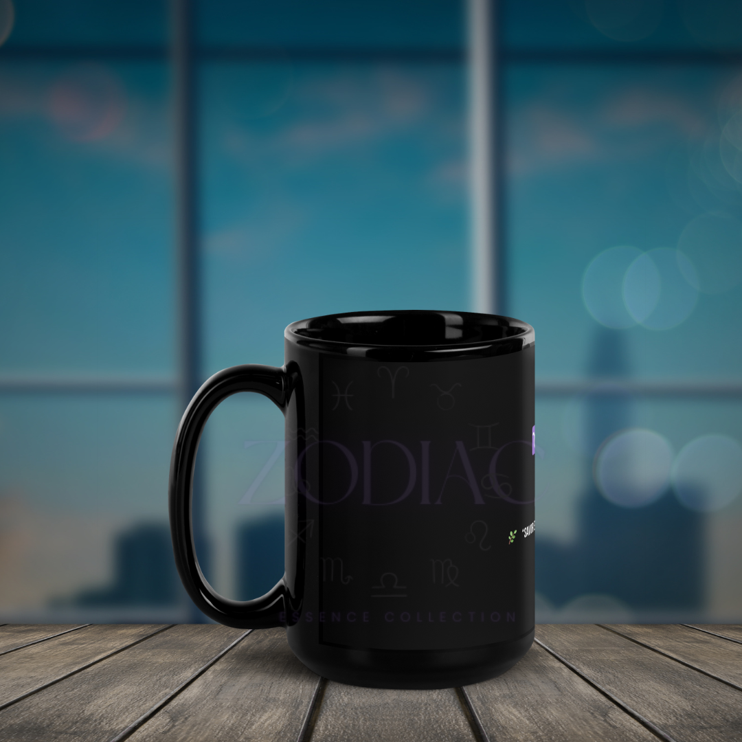 Zodiac Essence Glossy Black Mug – ♉reasured Taurus (The Luxurious One) | 11 oz & 15 oz