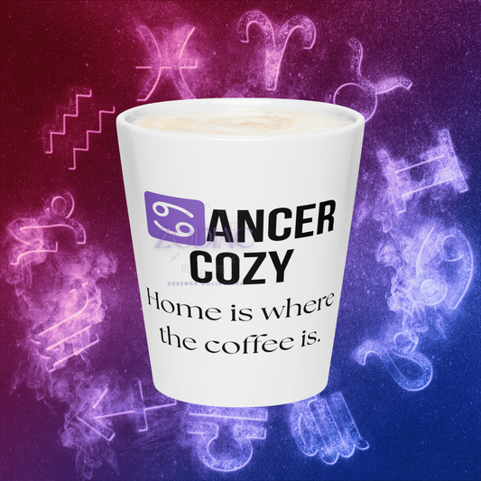 ♋ancer Cozy Latte Mug – 12oz Ceramic | Comfort Zodiac Gift Idea