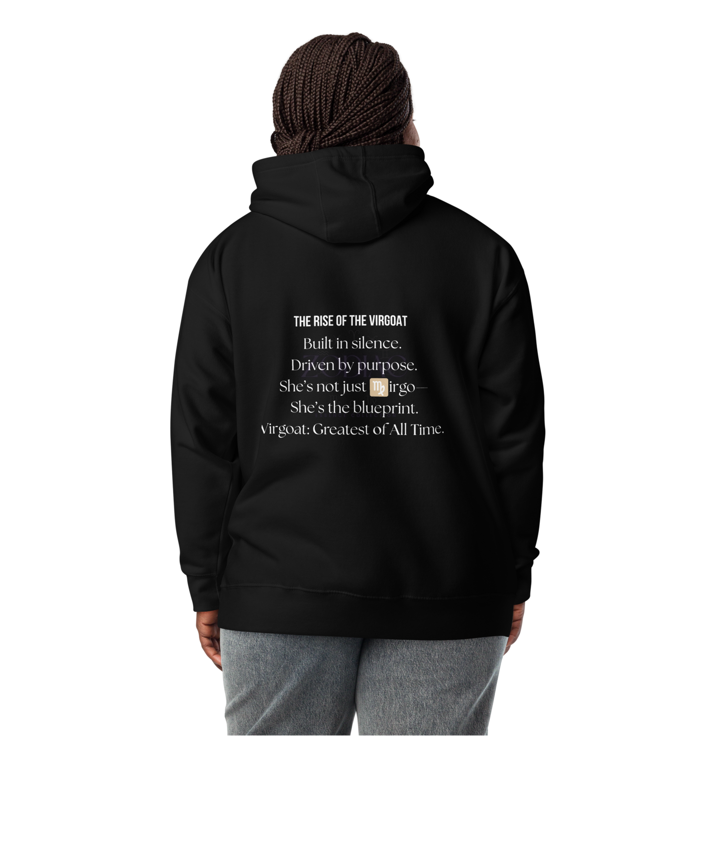 ♍ Virgoat Zodiac Twist Hoodie – White Lettering Edition