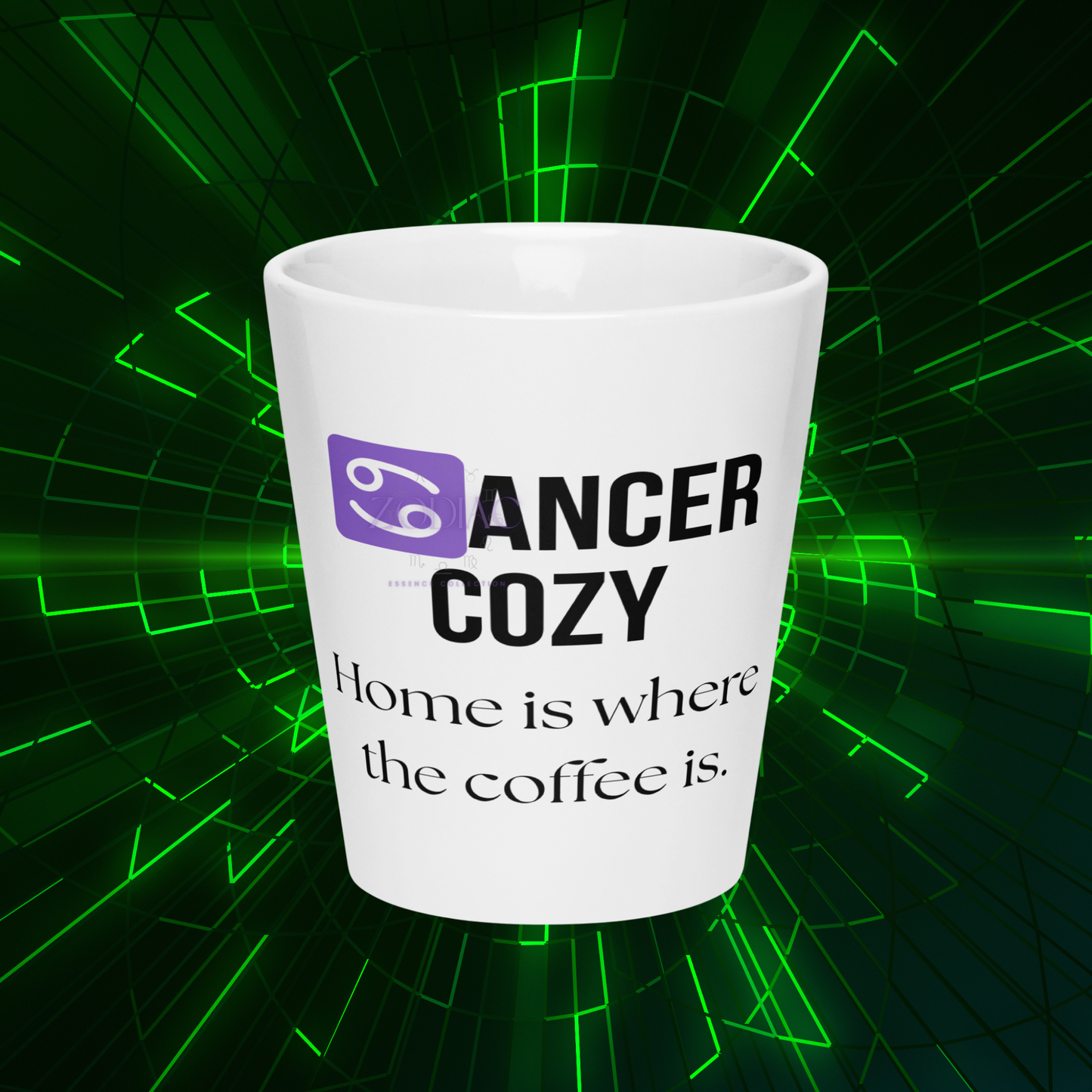 ♋ancer Cozy Latte Mug – 12oz Ceramic | Comfort Zodiac Gift Idea