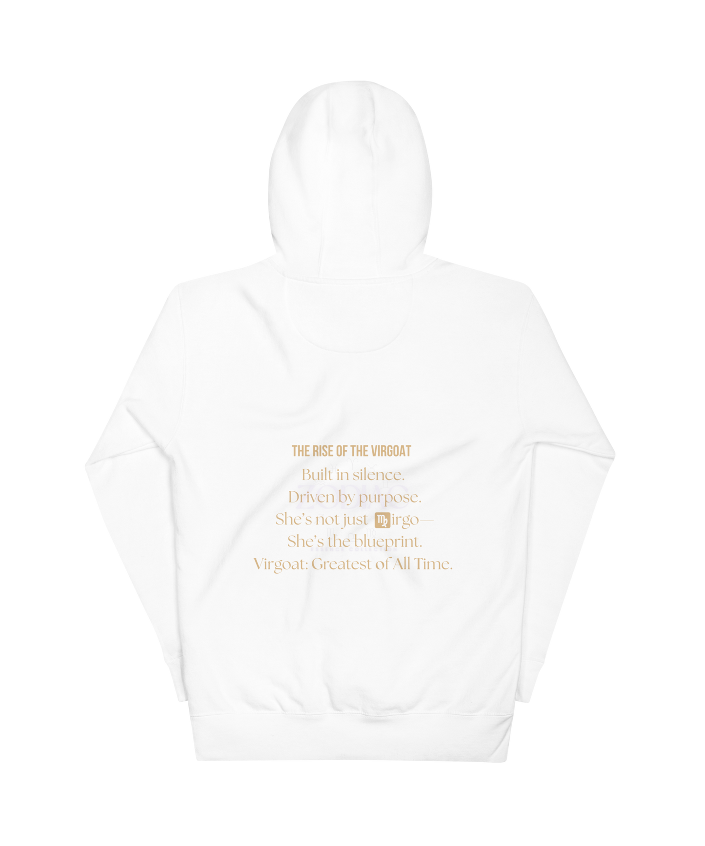 ♍ Virgoat Zodiac Twist Hoodie – Sandy Beige Lettering Edition