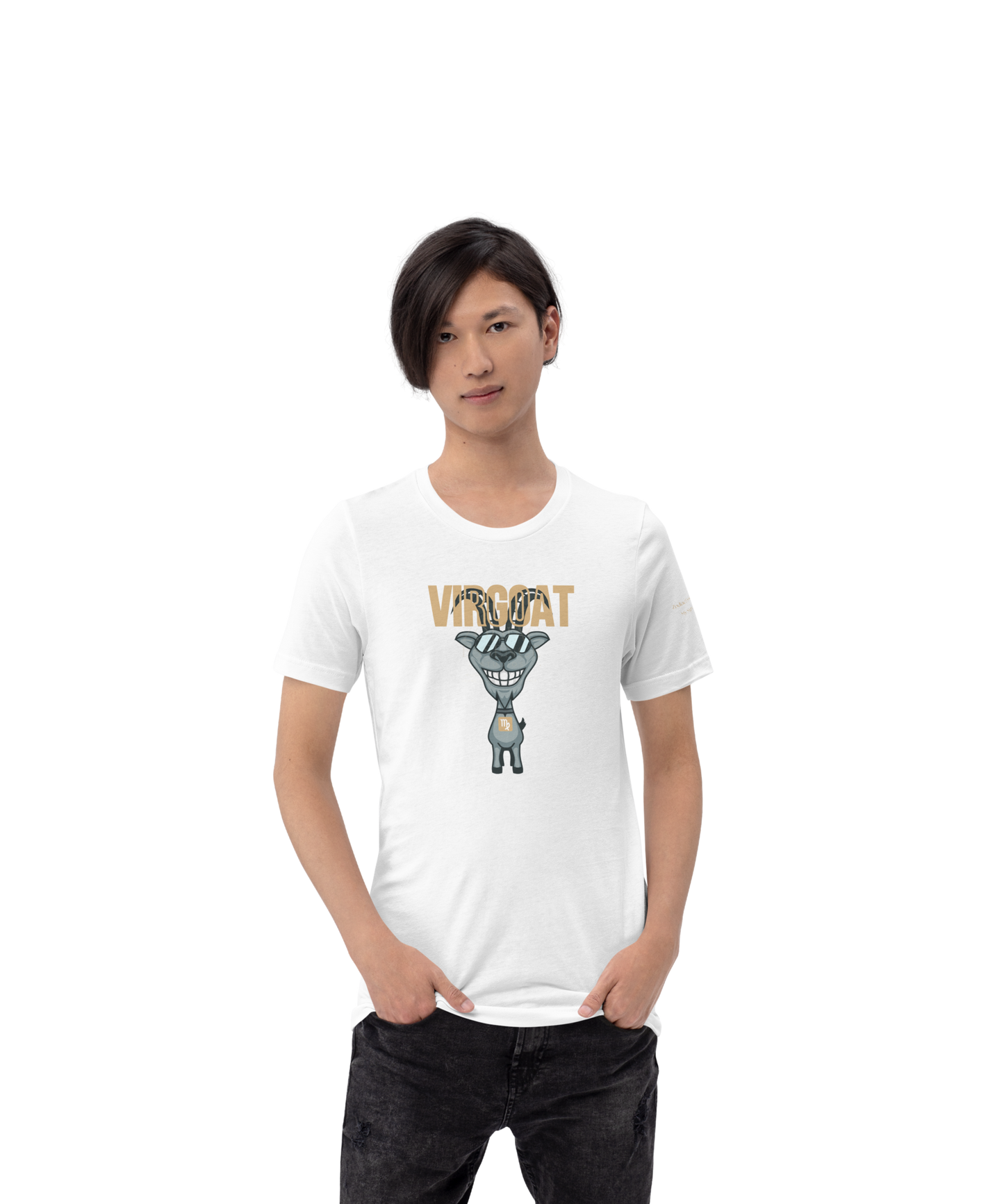 ♍ Virgoat Zodiac Twist Tee – Sandy Beige Lettering Edition