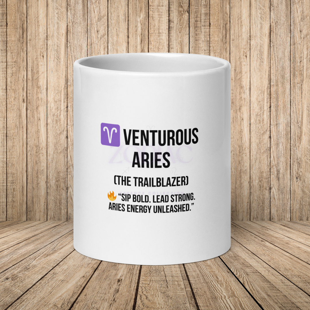 Zodiac Essence White Mug – ♈venturous Aries (The Trailblazer) | 11 oz, 15 oz & 20 oz