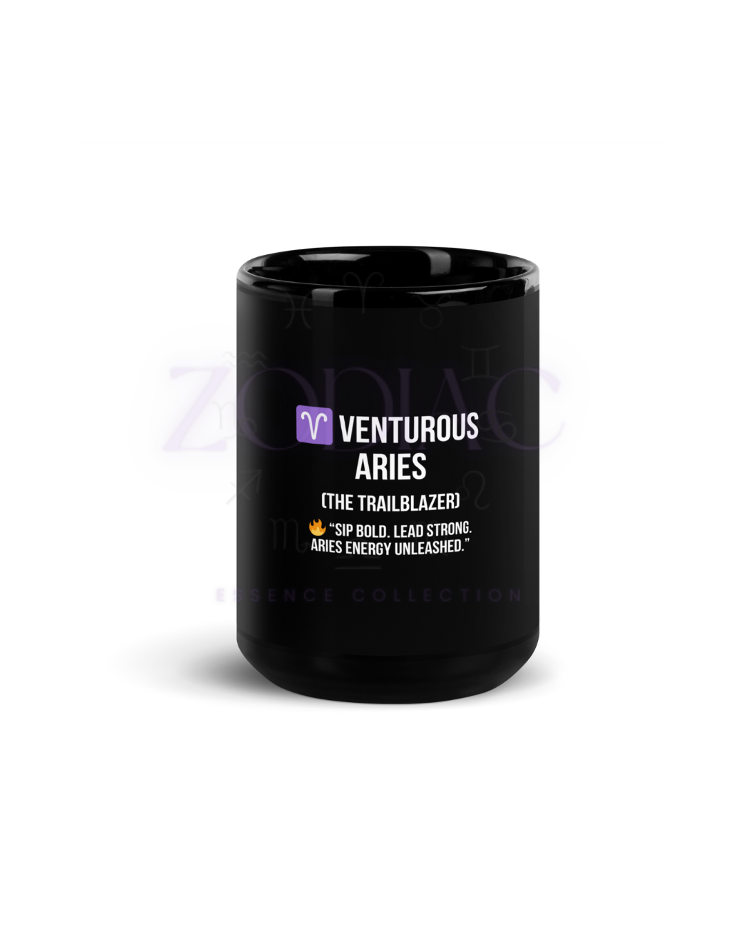 Zodiac Essence Glossy Black Mug – ♈venturous Aries (The Trailblazer) | 11 oz & 15 oz