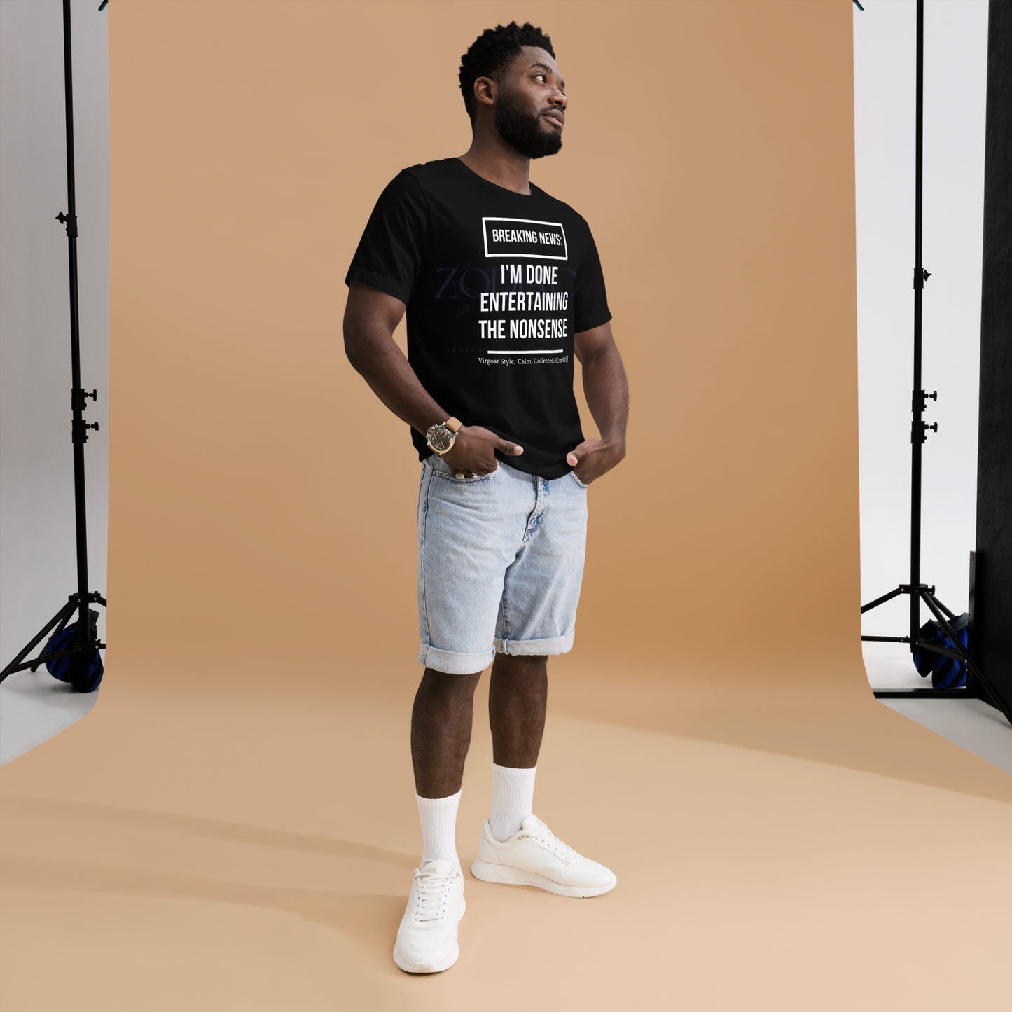 BREAKING NEWS Tee – Black with White Letters | S–4XL | ♍️🐐Virgoat Statement Series