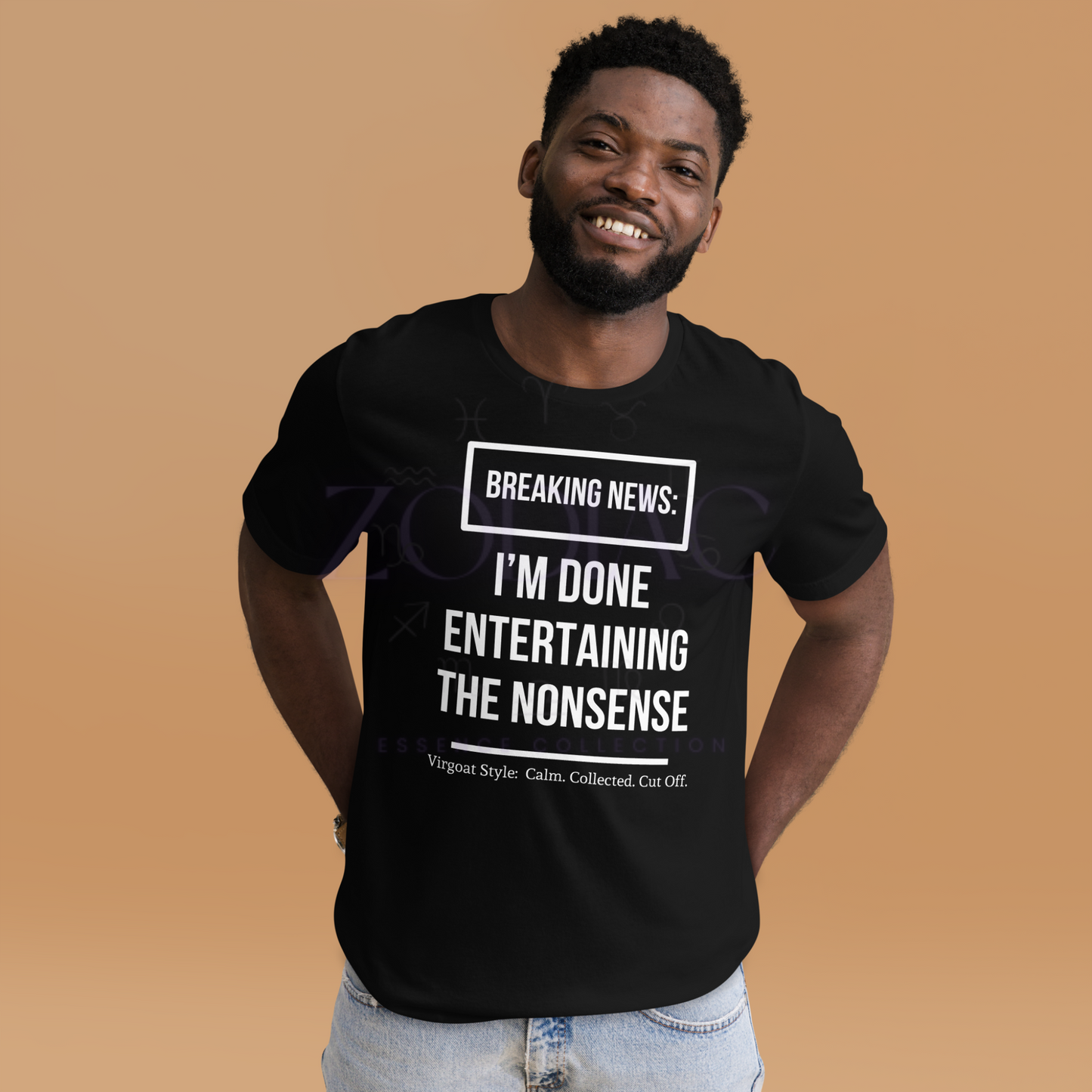BREAKING NEWS Tee – Black with White Letters | S–4XL | ♍️🐐Virgoat Statement Series