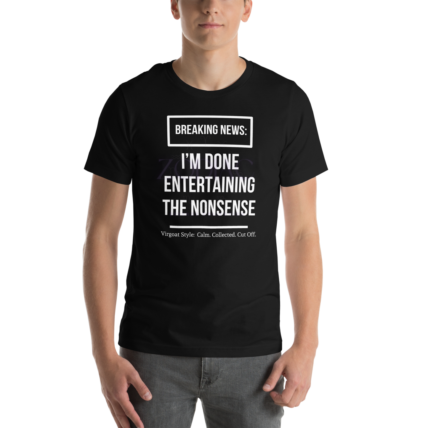 BREAKING NEWS Tee – Black with White Letters | S–4XL | ♍️🐐Virgoat Statement Series