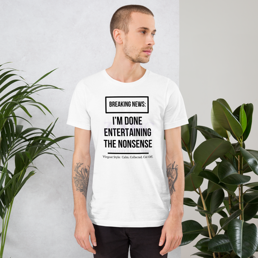 BREAKING NEWS Tee – White with Black Letters | S–4XL | ♍️🐐Virgoat Drop Exclusive