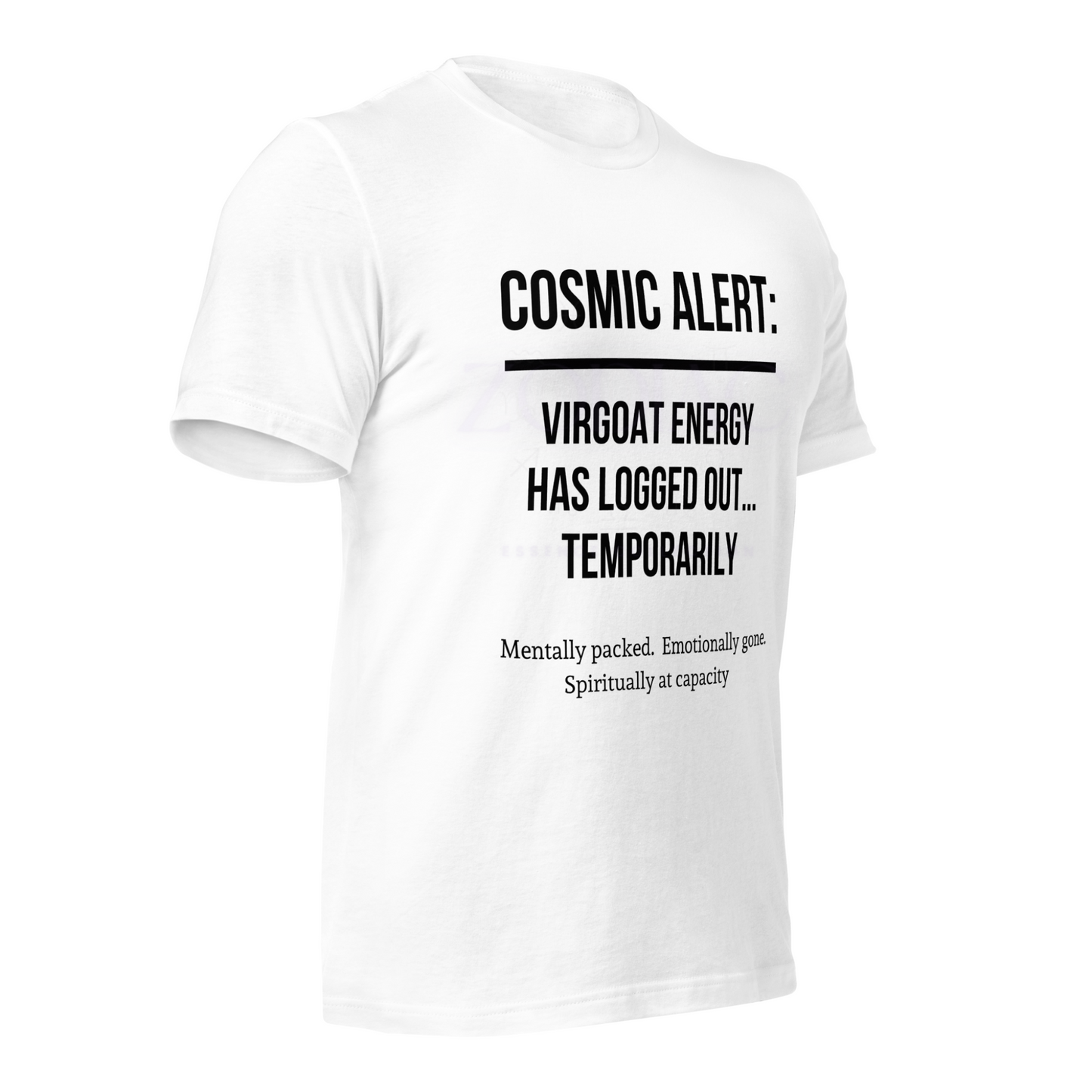 COSMIC ALERT ♍️🐐Virgoat Statement Tee – White with Black Letters | S–4XL | Boundary Mode Activated