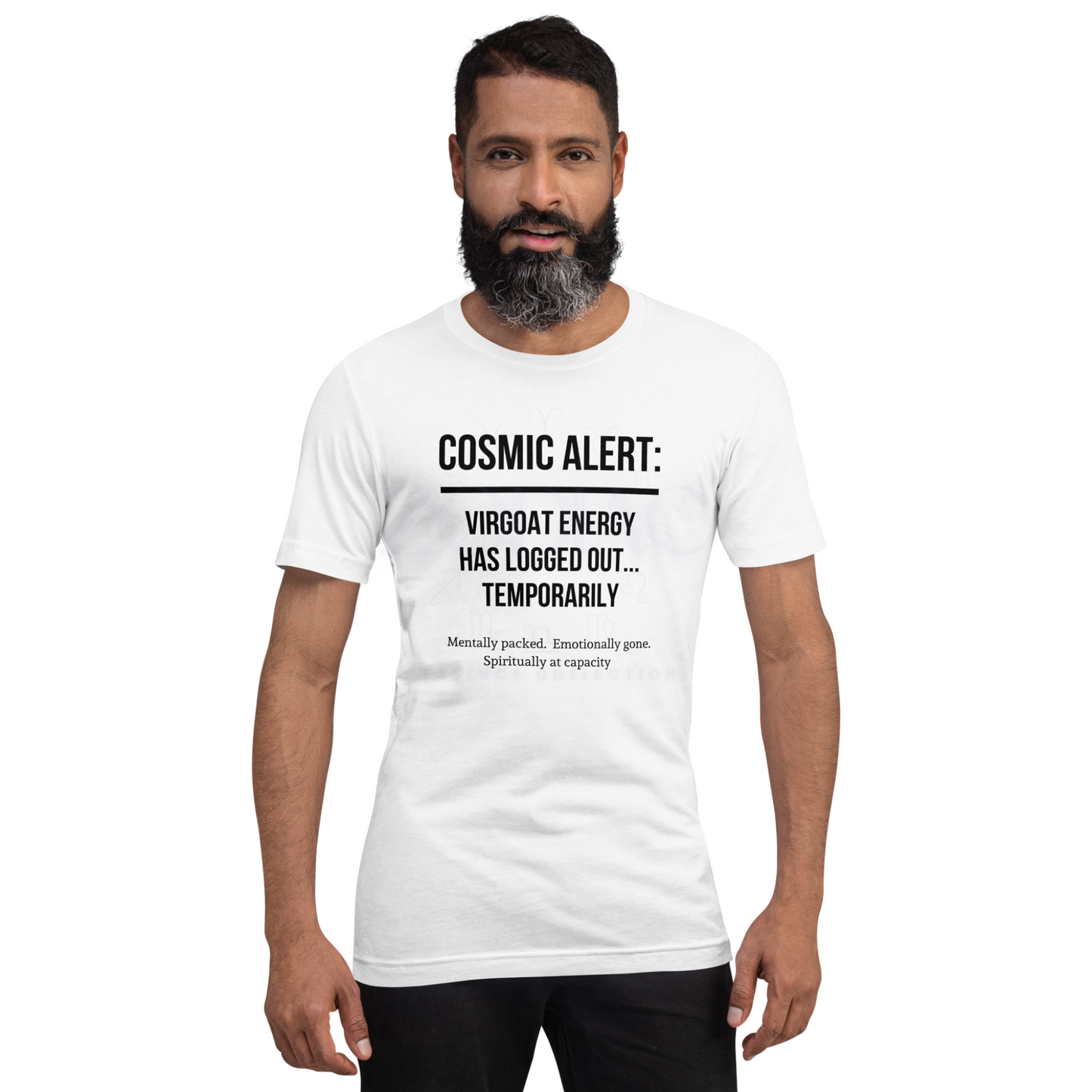 COSMIC ALERT ♍️🐐Virgoat Statement Tee – White with Black Letters | S–4XL | Boundary Mode Activated