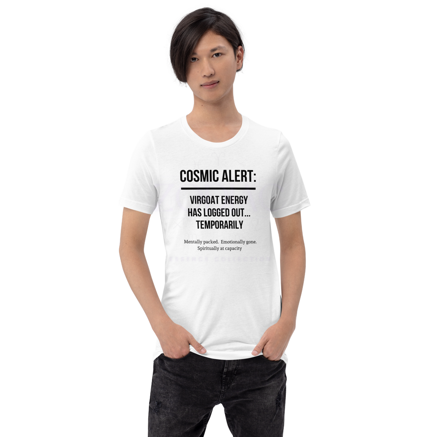 COSMIC ALERT ♍️🐐Virgoat Statement Tee – White with Black Letters | S–4XL | Boundary Mode Activated