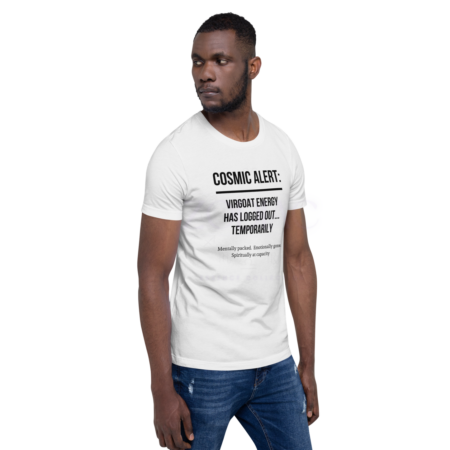 COSMIC ALERT ♍️🐐Virgoat Statement Tee – White with Black Letters | S–4XL | Boundary Mode Activated