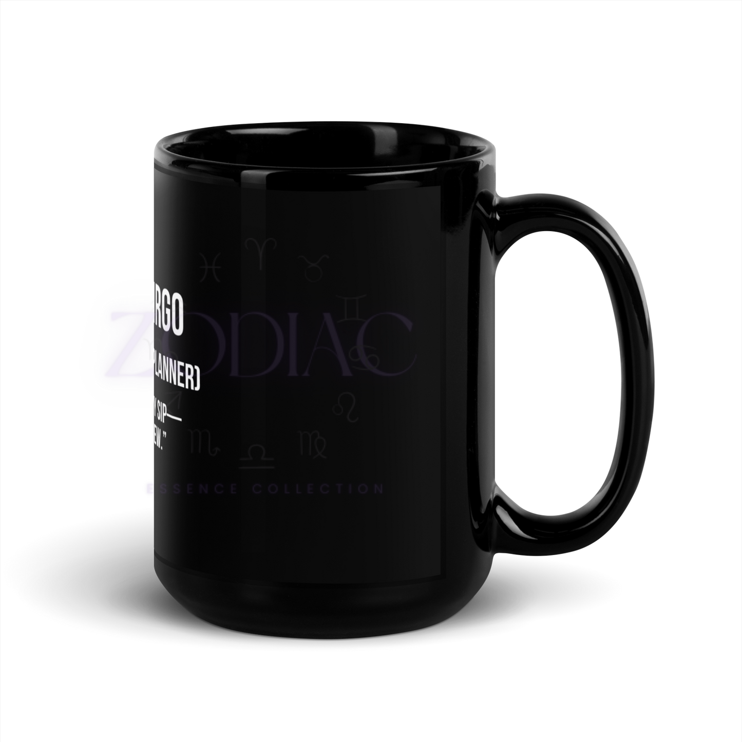 Zodiac Essence Glossy Black Mug – ♍ystical Virgo (The Perfectionist Planner) | 11 oz & 15 oz