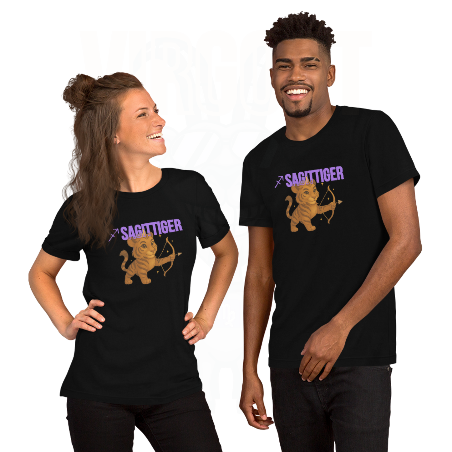 SAGITTIGER Essence Tee – Front + Back Zodiac Quote ♐ #9B5DE5