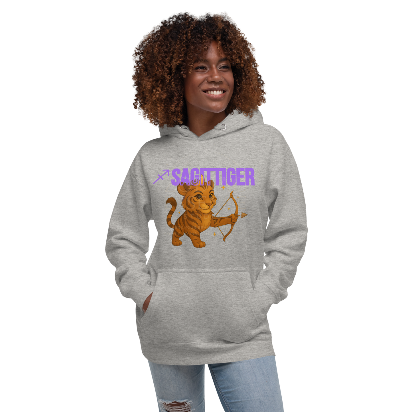 SAGITTIGER Essence Hoodie – Front + Back Zodiac Quote ♐ #9B5DE5