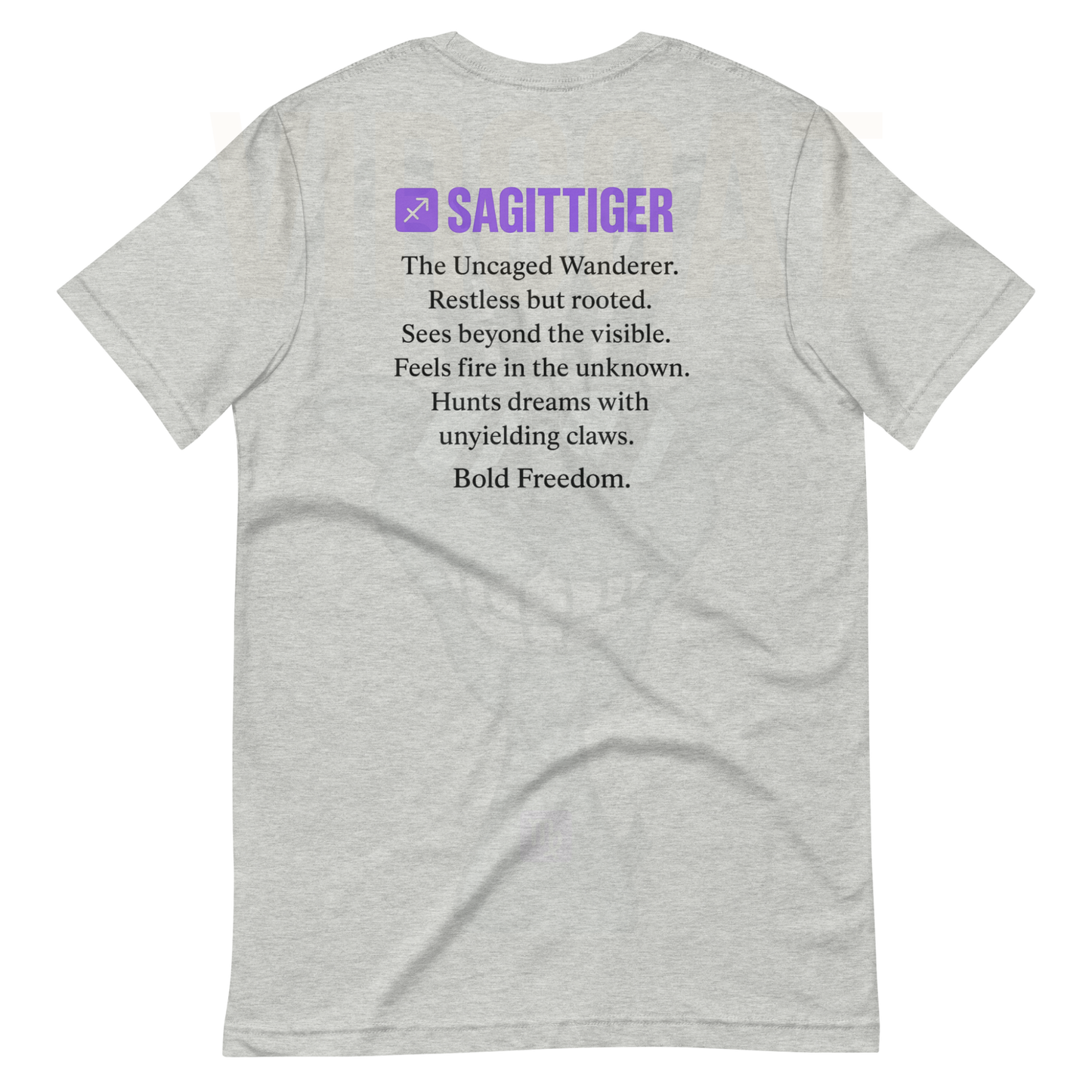 SAGITTIGER Essence Tee – Front + Back Zodiac Quote ♐ #9B5DE5