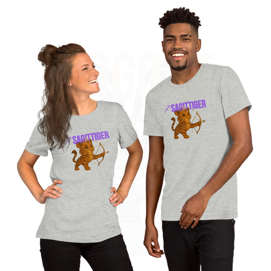 SAGITTIGER Essence Tee – Front + Back Zodiac Quote ♐ #9B5DE5