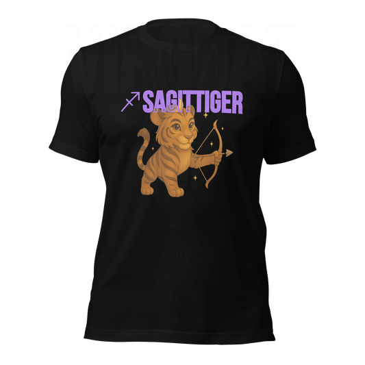 SAGITTIGER Essence Tee – Front + Back Zodiac Quote ♐ #9B5DE5
