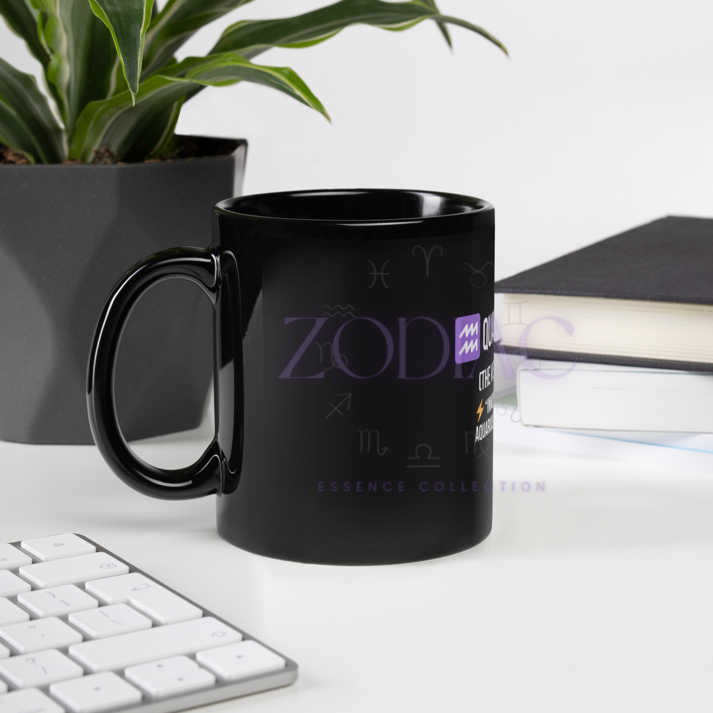 Zodiac Essence Glossy Black Mug – ♒quarius Quirk (The Visionary Rebel) | 11 oz & 15 oz